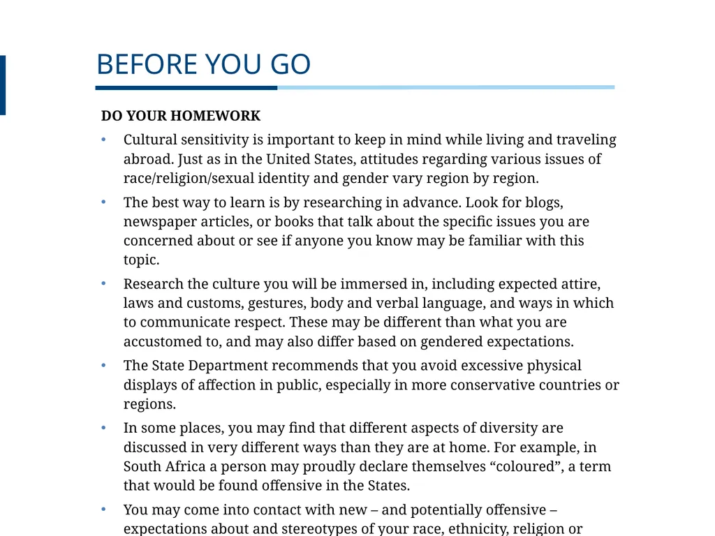 UNDERGRADUATE TRAVEL POLICY Pre-Departure - slide 27 of 46