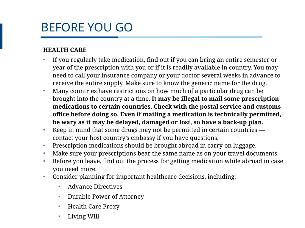 UNDERGRADUATE TRAVEL POLICY Pre-Departure - slide 20 of 46