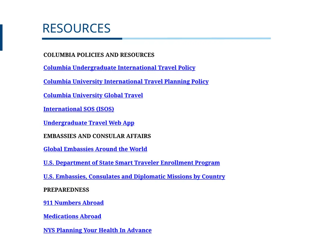 UNDERGRADUATE TRAVEL POLICY Pre-Departure - slide 44 of 46