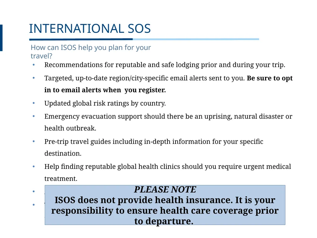 UNDERGRADUATE TRAVEL POLICY Pre-Departure - slide 10 of 46