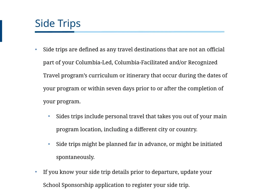 UNDERGRADUATE TRAVEL POLICY Pre-Departure - slide 5 of 46