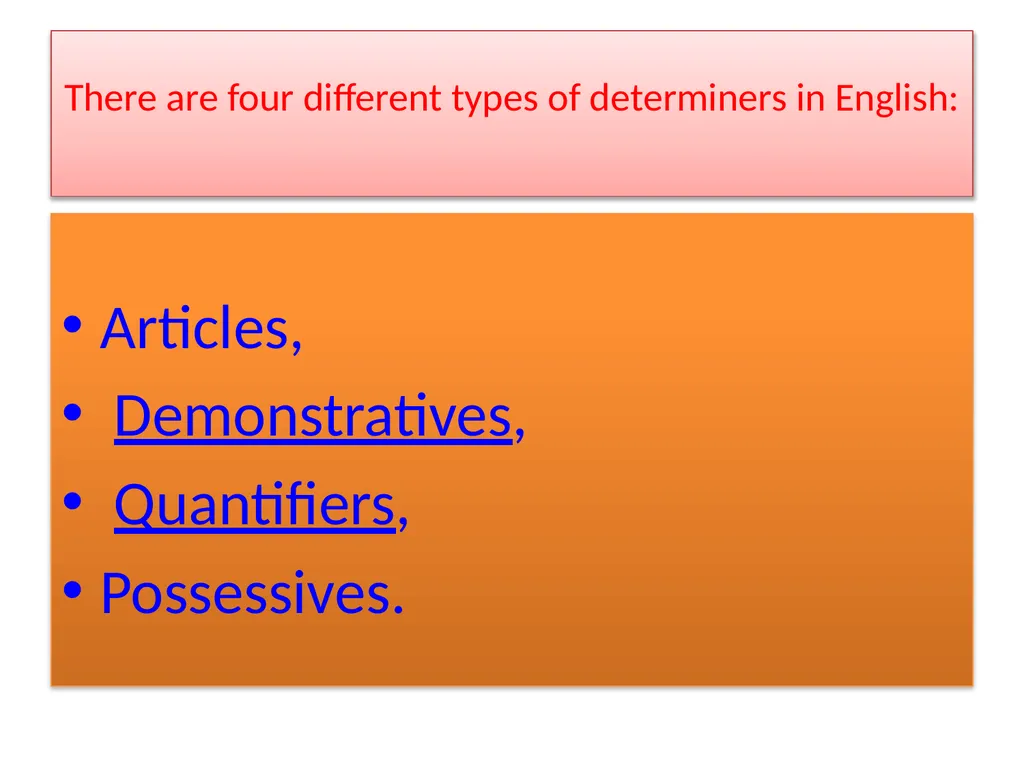 LESSON ON DETERMINER (PART-2) A determiner is a - slide 2 of 10