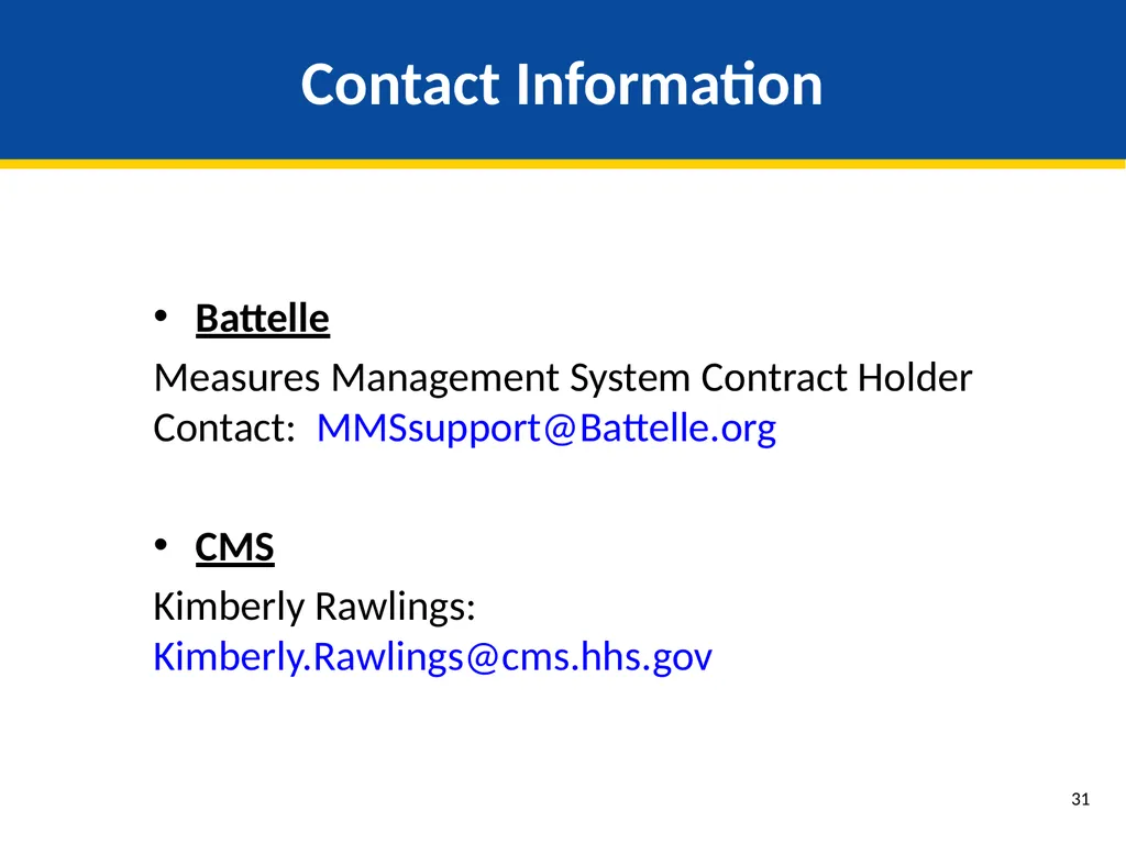 Presenter: Karen Johnson, MS, Senior Director, - slide 31 of 31