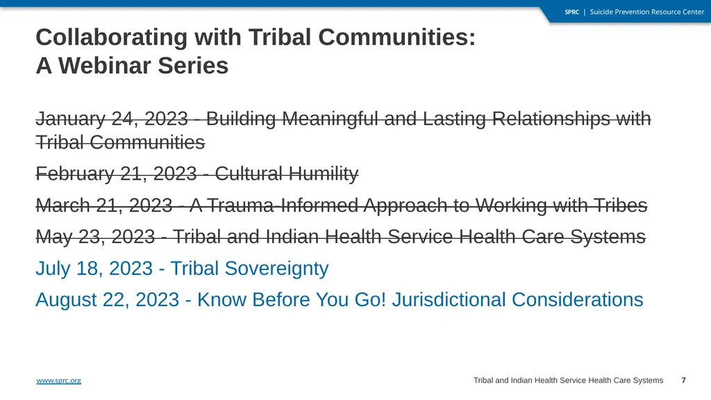 Collaborating with Tribal Communities: A Webinar - slide 7 of 8