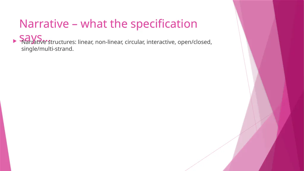 Narrative – what the specification says… Narrative - slide 1 of 17