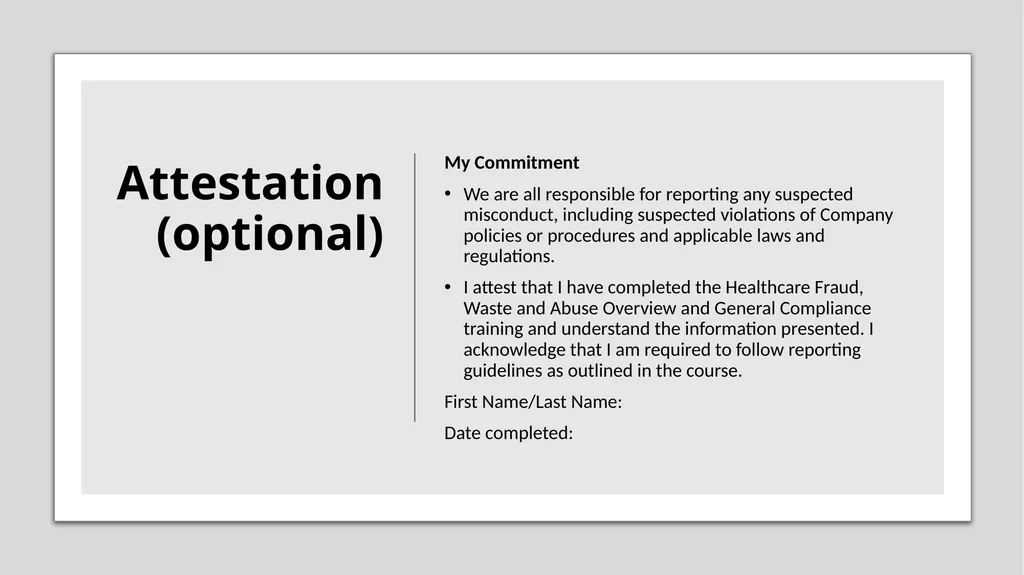 Fraud, Waste & Abuse Overview: General Compliance - slide 22 of 22