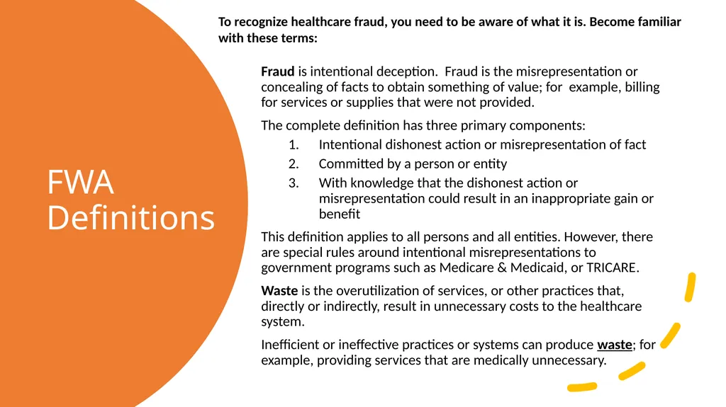Fraud, Waste & Abuse Overview: General Compliance - slide 3 of 22