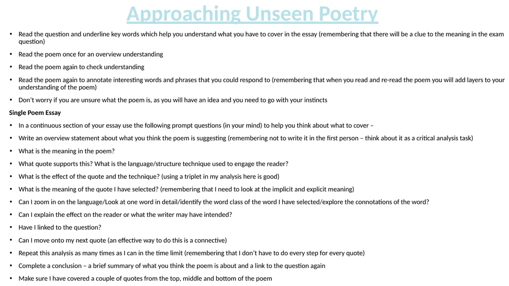 Unseen Poetry 27.1 – How does the poet present.. - slide 2 of 18