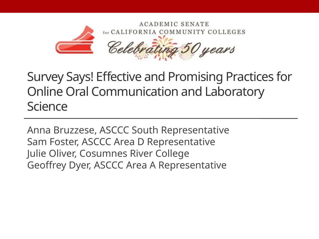Survey Says! Effective and Promising Practices for - slide 1 of 37