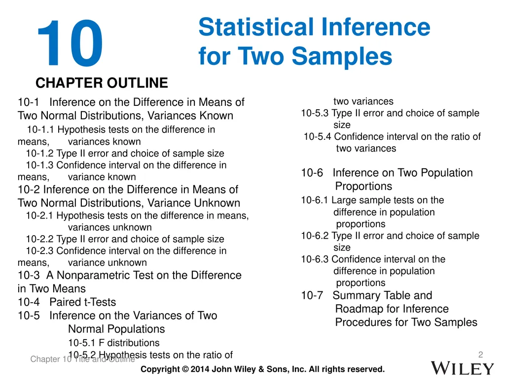 Chapter 10 Statistical Inference for Two Samples - slide 2 of 56