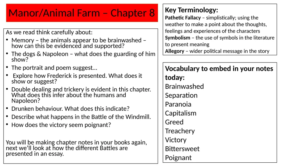 Making Notes on each Chapter Key Notes Reminders - slide 23 of 39