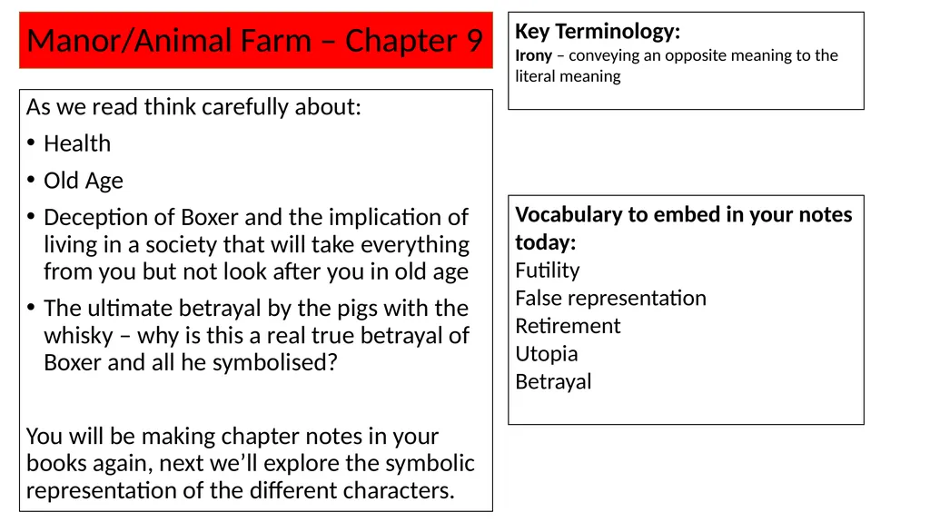 Making Notes on each Chapter Key Notes Reminders - slide 26 of 39