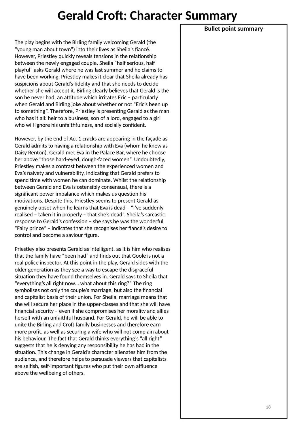 Year 11 An Inspector Calls Revision Booklet - slide 18 of 30