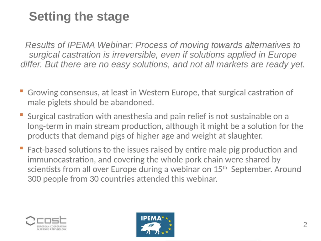 Ending castration of piglets Gé Backus Connecting - slide 2 of 12
