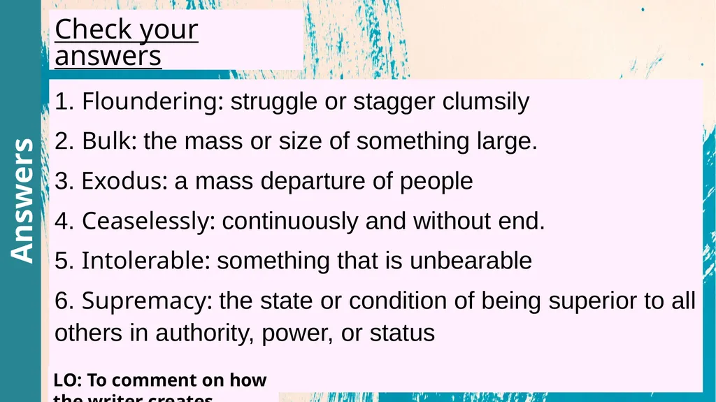 The Forgotten Enemy Read lines 1-9 A1 List five - slide 5 of 13
