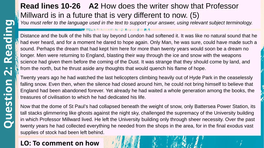 The Forgotten Enemy Read lines 1-9 A1 List five - slide 6 of 13