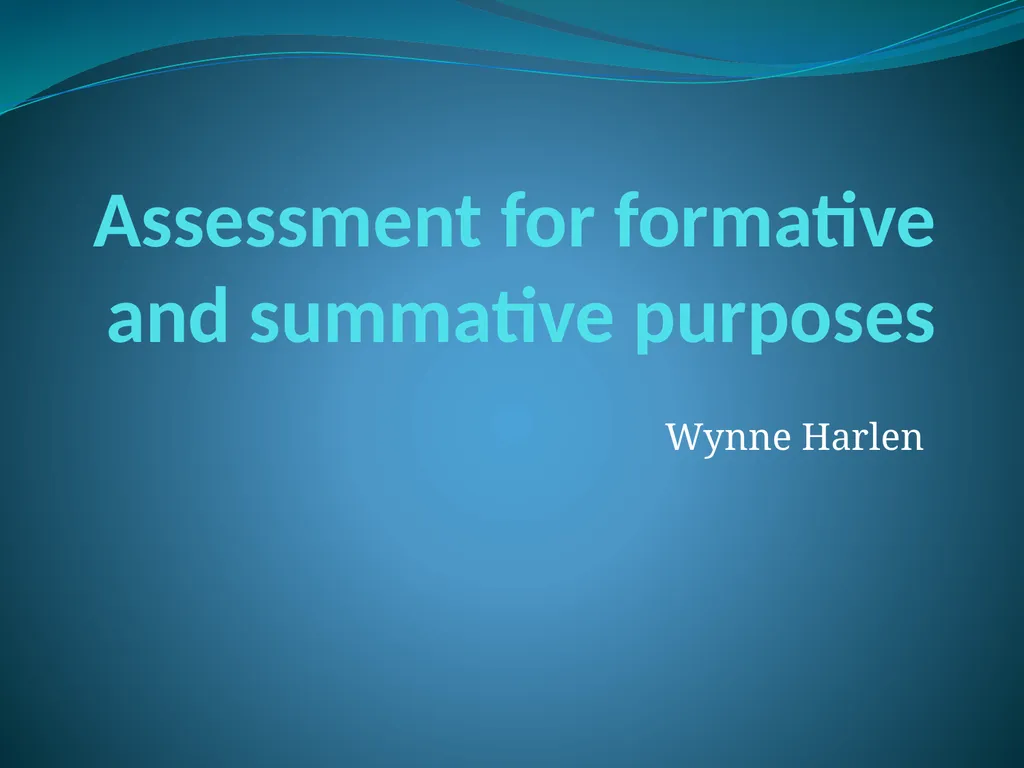Assessment for formative and summative purposes - slide 1 of 18