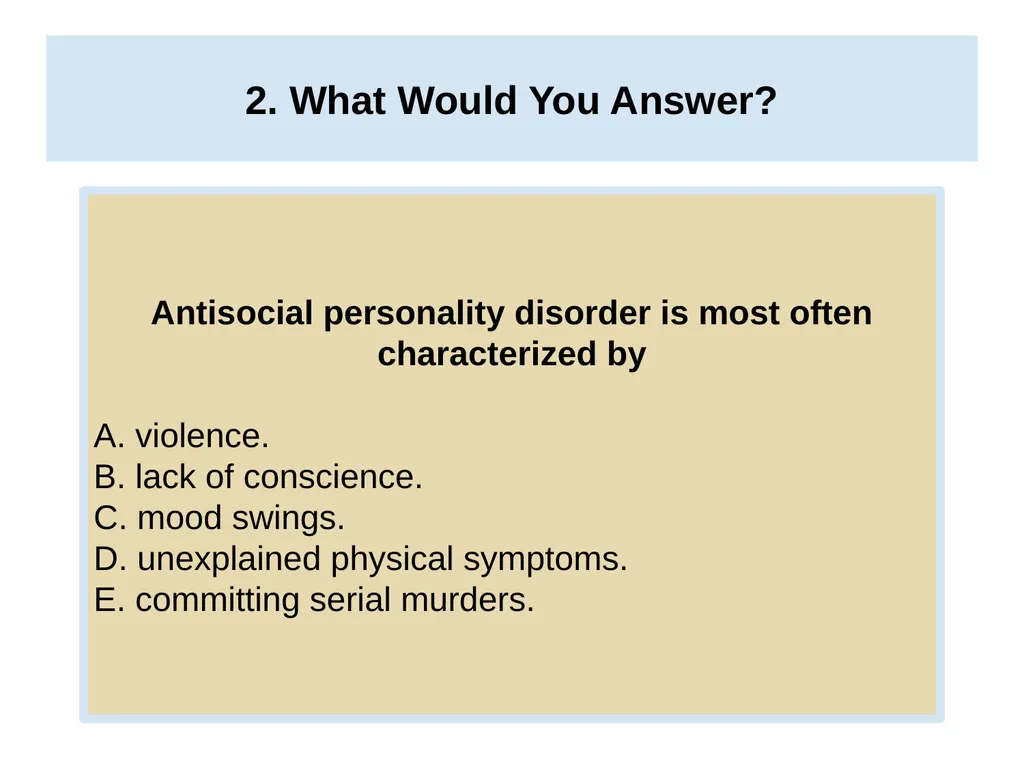 Unit 12 Abnormal Behavior Module 69 Other - slide 26 of 41