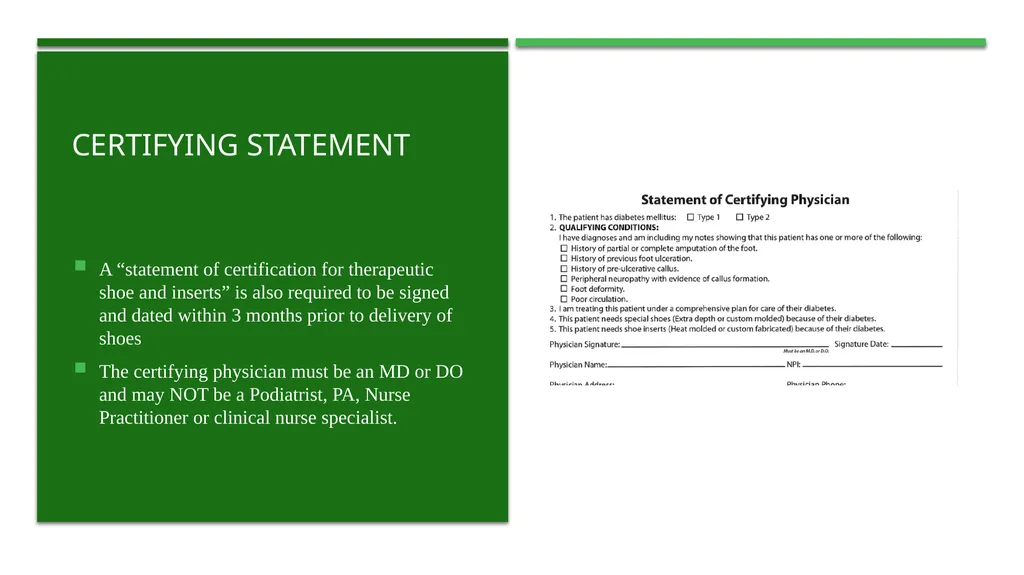 Diabetic Shoe Documentation Guidelines - slide 3 of 7