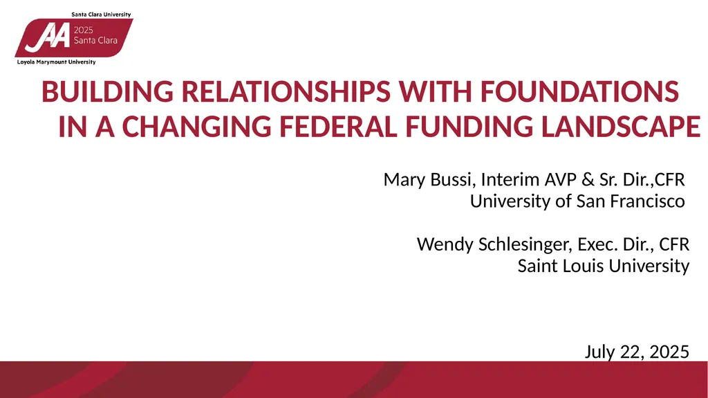 BUILDING RELATIONSHIPS WITH FOUNDATIONS IN A - slide 1 of 20