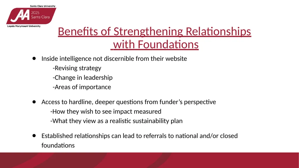 BUILDING RELATIONSHIPS WITH FOUNDATIONS IN A - slide 10 of 20