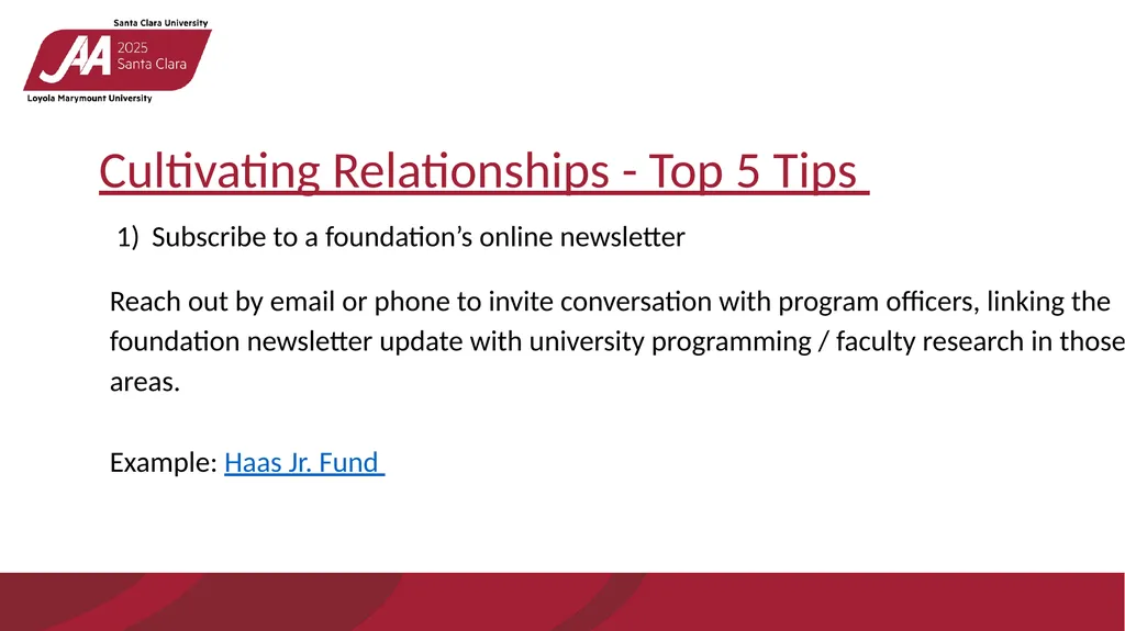 BUILDING RELATIONSHIPS WITH FOUNDATIONS IN A - slide 14 of 20