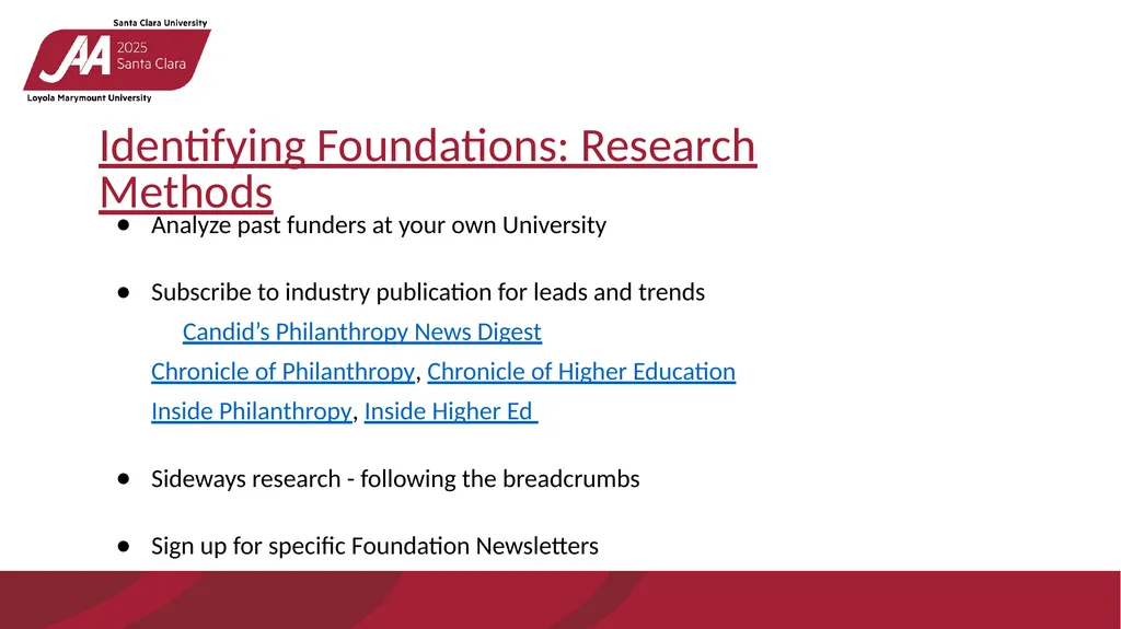 BUILDING RELATIONSHIPS WITH FOUNDATIONS IN A - slide 13 of 20