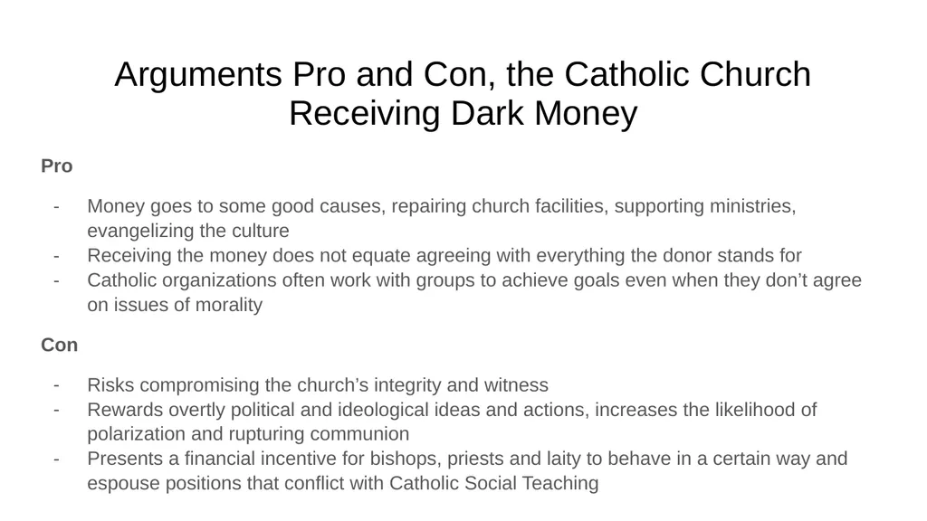 Dark Money and the Catholic Church Dark Money and - slide 15 of 15