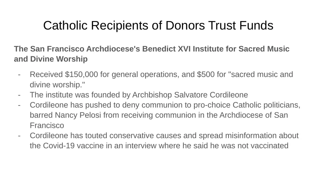 Dark Money and the Catholic Church Dark Money and - slide 12 of 15