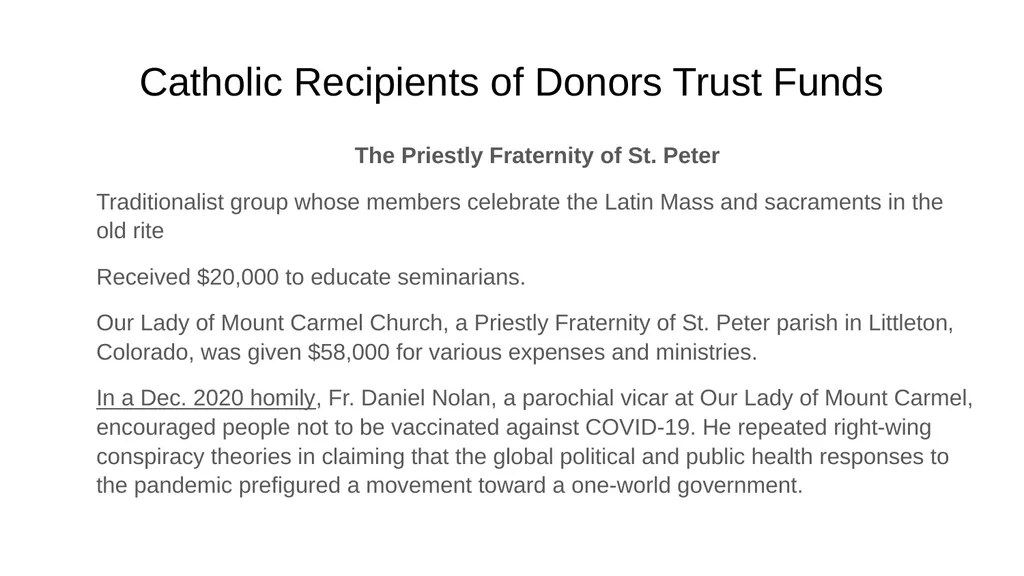 Dark Money and the Catholic Church Dark Money and - slide 13 of 15