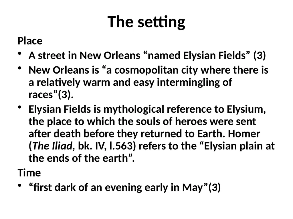 The setting The setting Place A street in New - slide 2 of 8