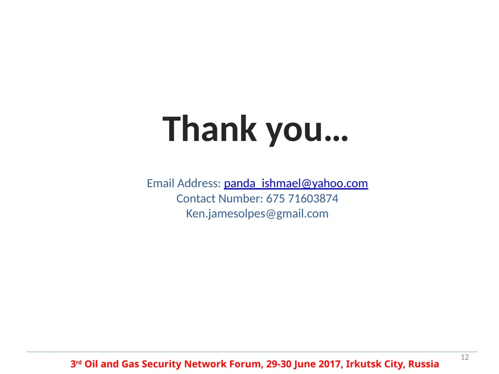PAPUA NEW GUINEA OIL AND GAS SECURITY PANDA - slide 12 of 12