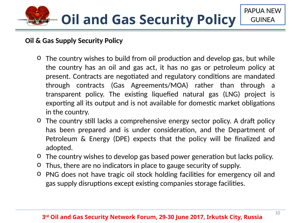 PAPUA NEW GUINEA OIL AND GAS SECURITY PANDA - slide 10 of 12