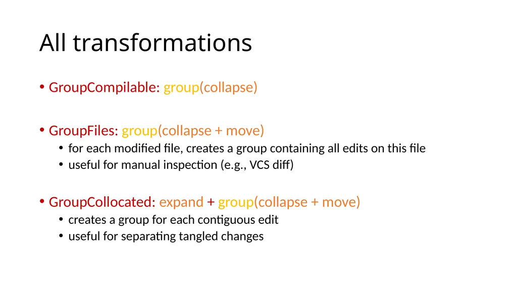 Development History Granularity Transformations - slide 15 of 20
