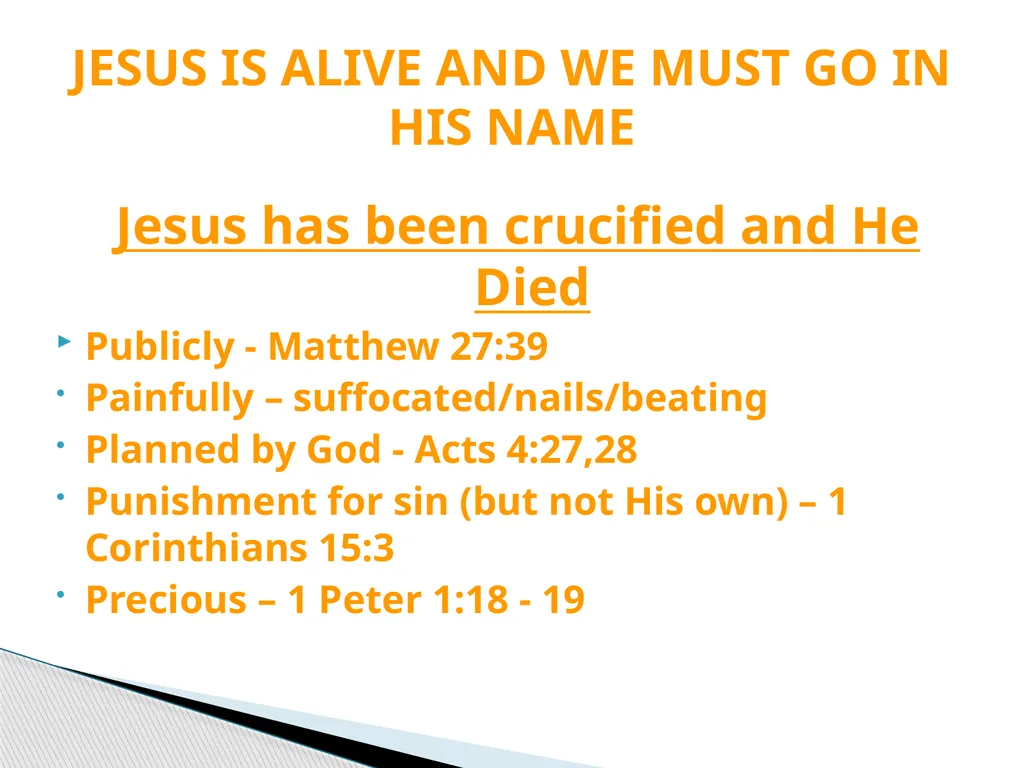 JESUS IS ALIVE AND WE MUST GO IN HIS NAME - slide 3 of 6