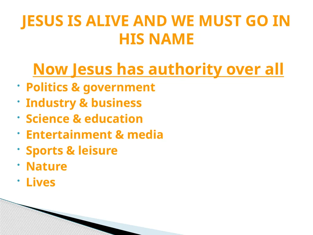 JESUS IS ALIVE AND WE MUST GO IN HIS NAME - slide 5 of 6