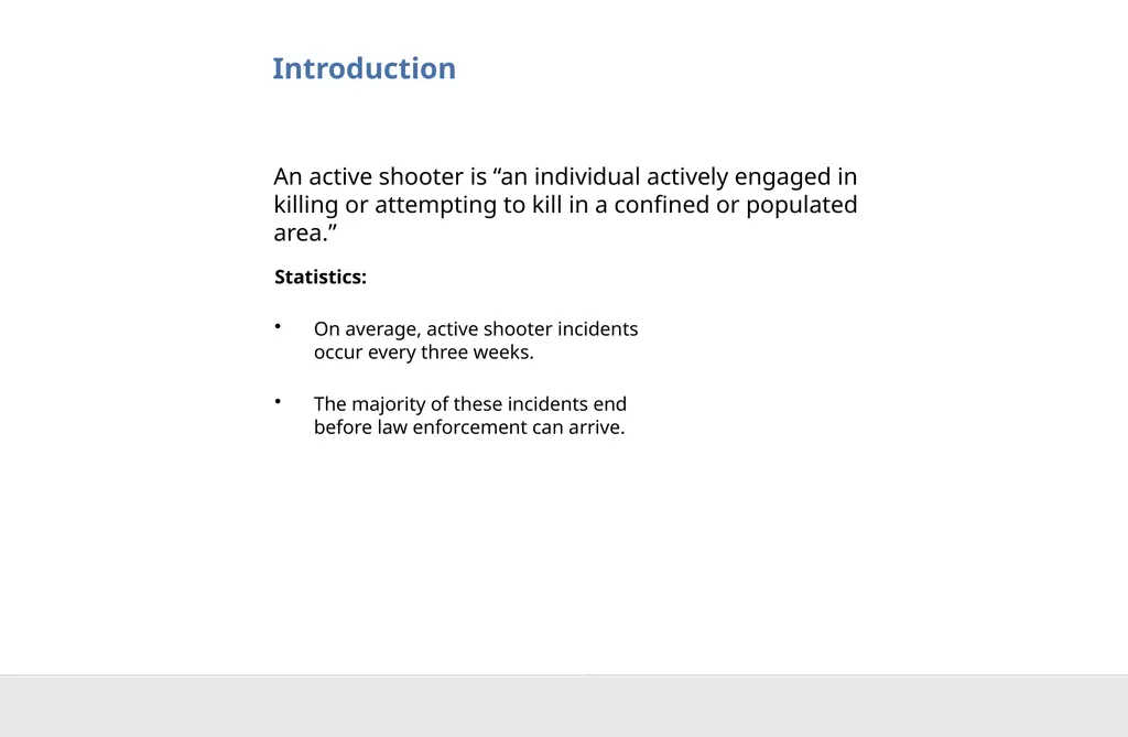 Active Shooter Preparedness DISCLAIMER This - slide 3 of 29