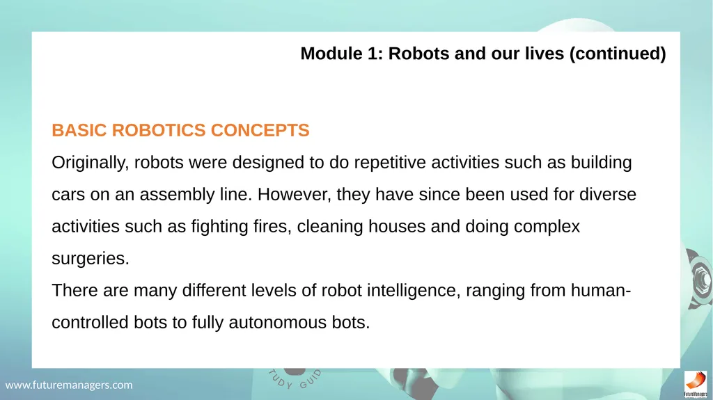 Robotics Fundamentals NCV2 www.futuremanagers.com - slide 3 of 43