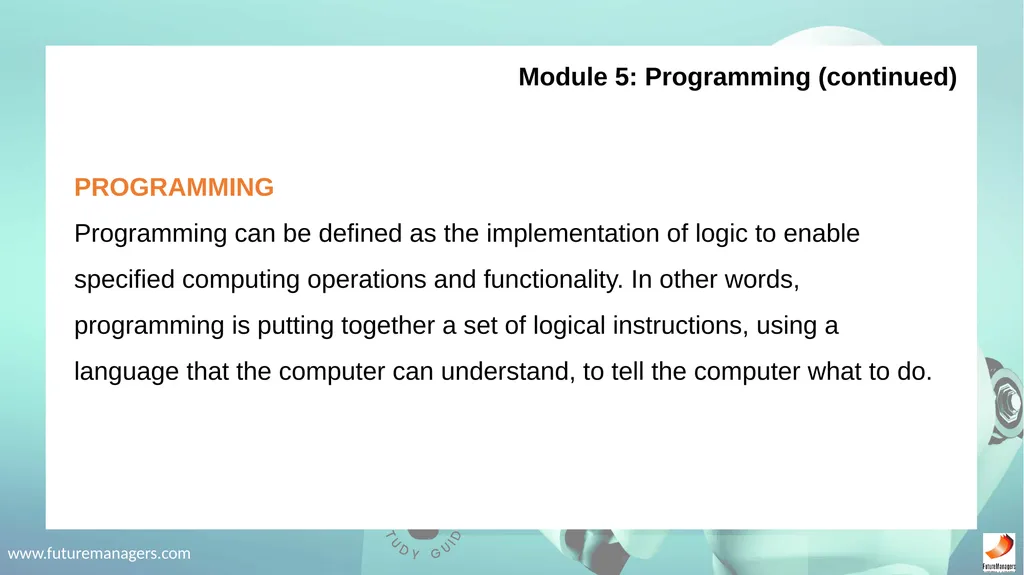 Robotics Fundamentals NCV2 www.futuremanagers.com - slide 40 of 43