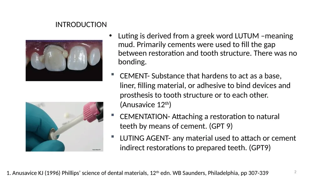 DENTAL CEMENTS SECOND YEAR BDS LECTURE By: Dr. - slide 2 of 6