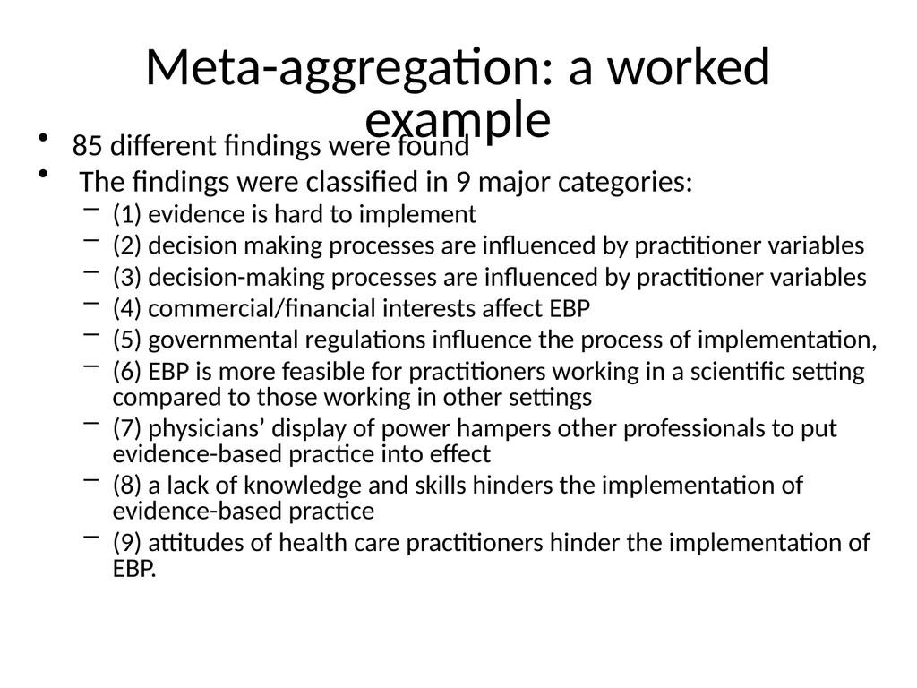 A worked example of META-AGGREGATION Its history - slide 10 of 33