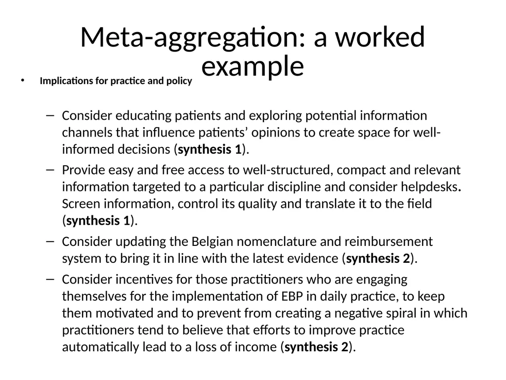 A worked example of META-AGGREGATION Its history - slide 13 of 33
