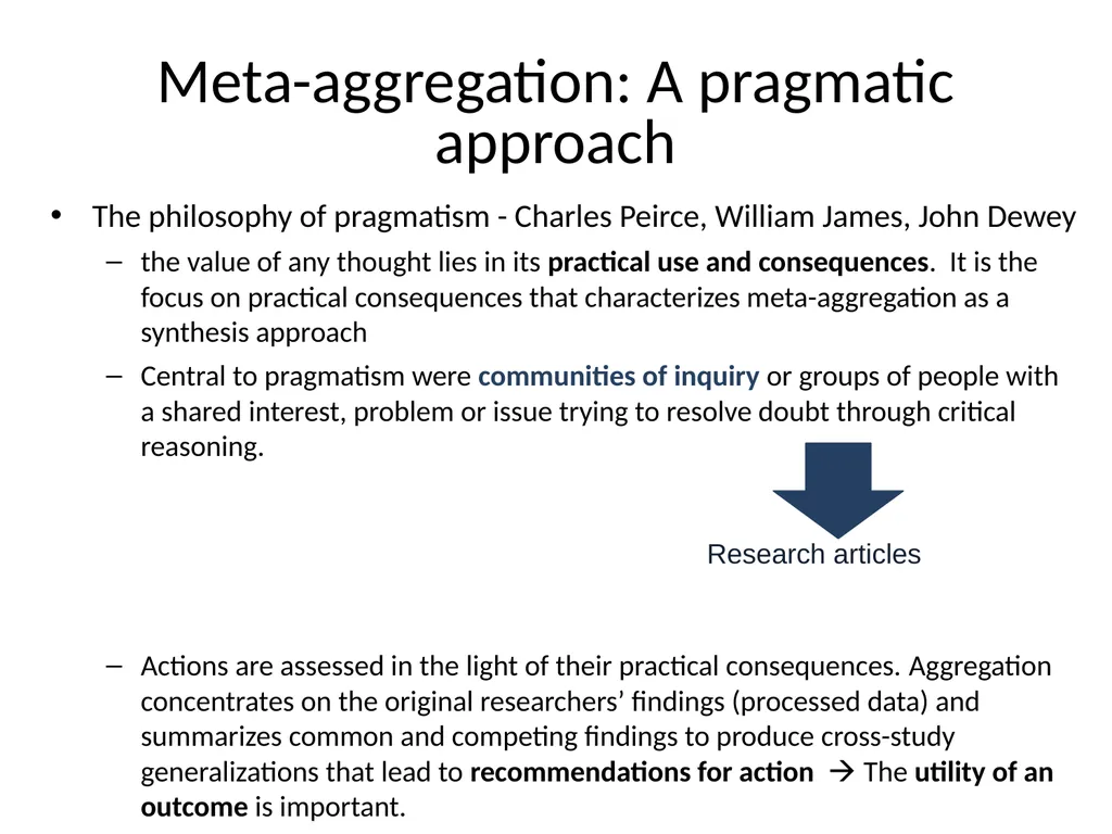 A worked example of META-AGGREGATION Its history - slide 5 of 33