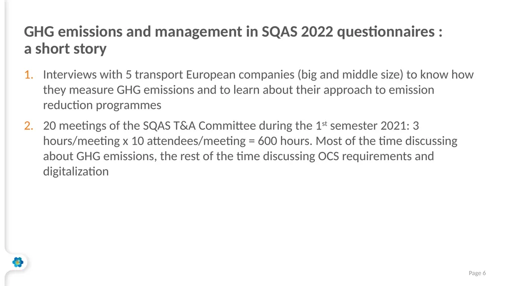 SQAS 2022 ECTA Workshop 7 October 2021 The - slide 6 of 14