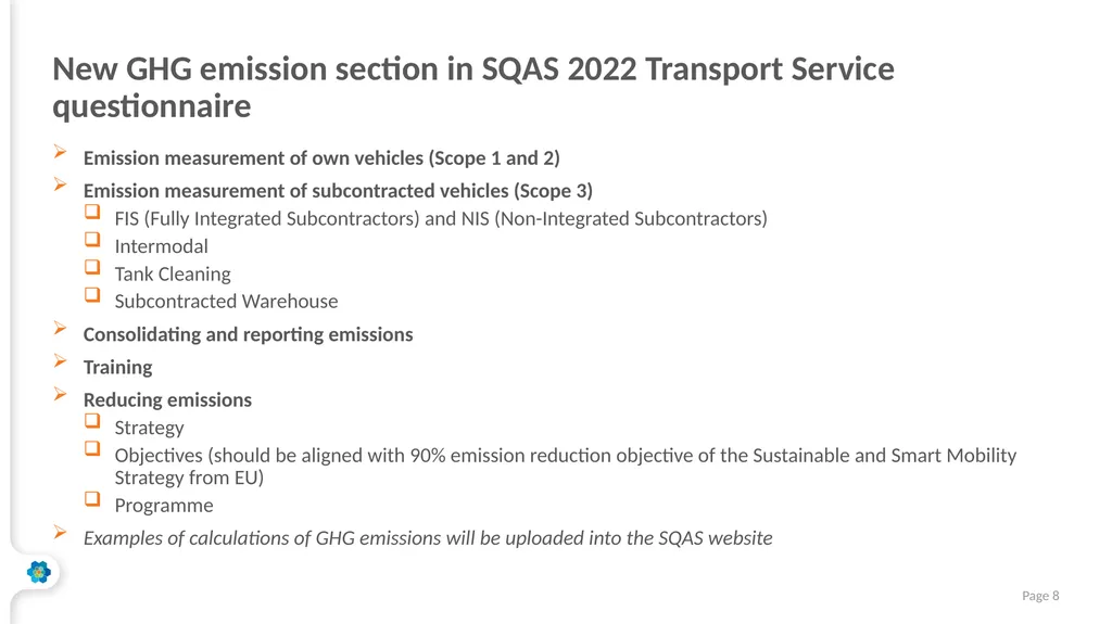 SQAS 2022 ECTA Workshop 7 October 2021 The - slide 8 of 14