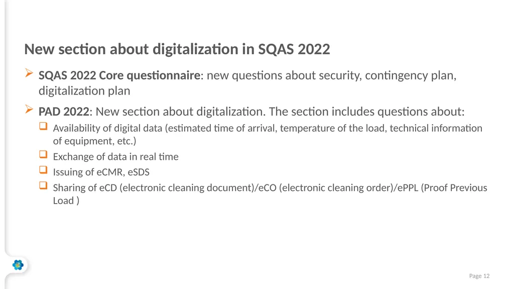 SQAS 2022 ECTA Workshop 7 October 2021 The - slide 12 of 14
