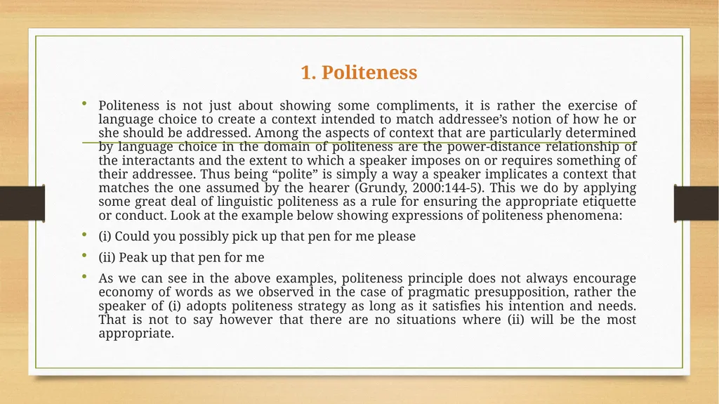 Politeness Principle INTRODCTION In our study of - slide 2 of 10