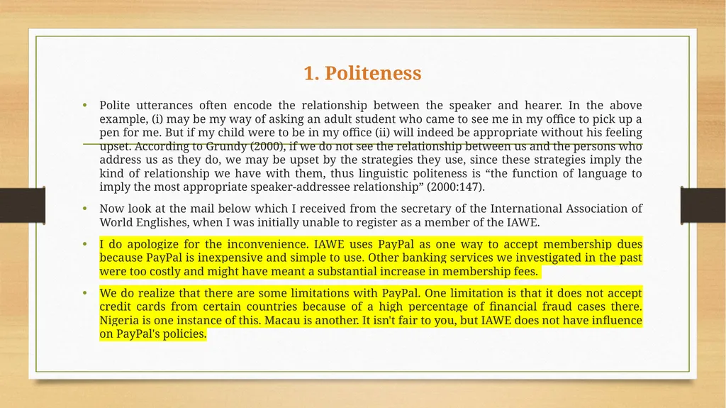 Politeness Principle INTRODCTION In our study of - slide 3 of 10