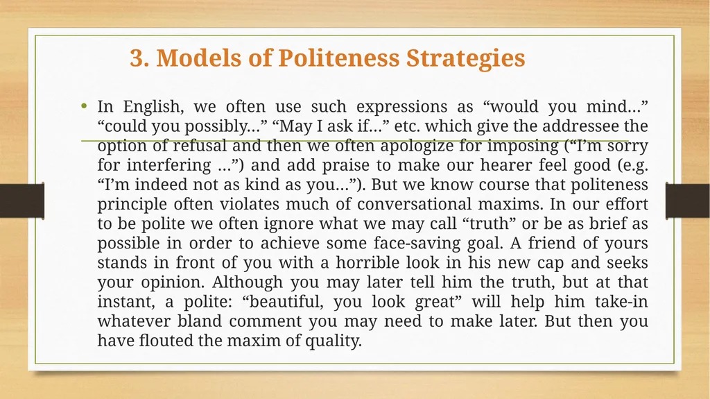 Politeness Principle INTRODCTION In our study of - slide 9 of 10