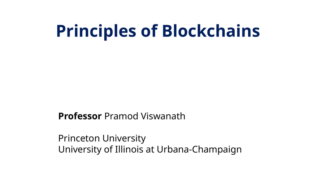 Principles of Blockchains Professor Pramod - slide 1 of 28